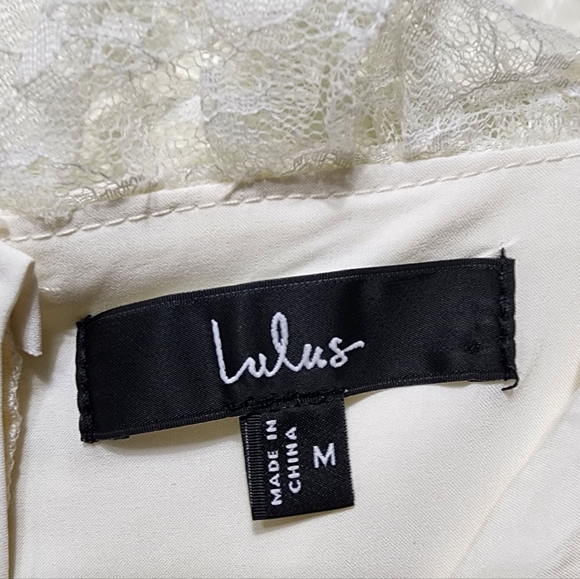 Lulus Gorgeously Romantic Ivory Lace Puff Sleeve Tiered Midi Dress M Wedding - Picture 10 of 10